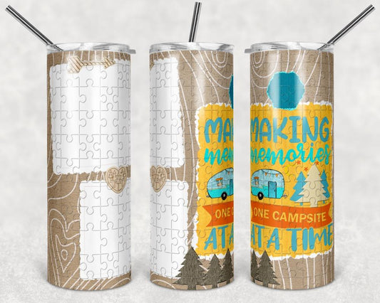 Custom Camping Memories- 20oz or 30oz Skinny Tumblers w/ Lid and Metal Straw