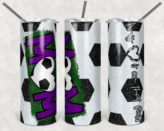 Soccer White, Mom - 20oz or 30oz Skinny Tumblers w/ Lid and Metal Straw