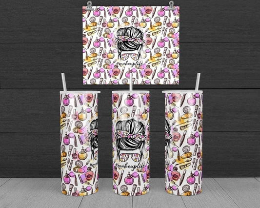 Makeup Life - 20 oz or 30oz Skinny Tumblers w/ Lid and Metal Straw