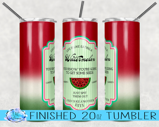 Ombré Watermelon seed20 oz or 30oz Skinny Tumblers w/ Lid and Metal Straw