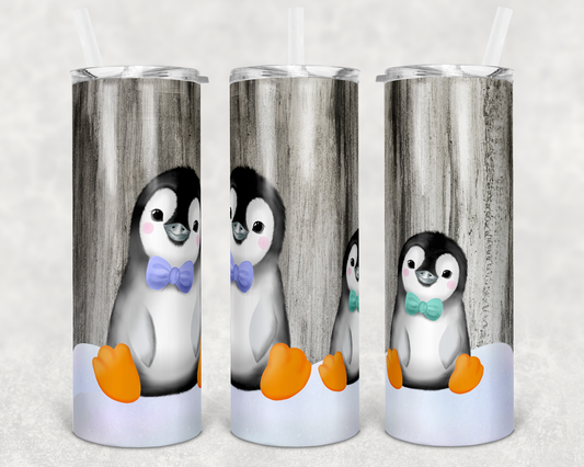 Penguin Animal - 20 or 30oz Skinny Tumblers w/ Lid and Metal Straw