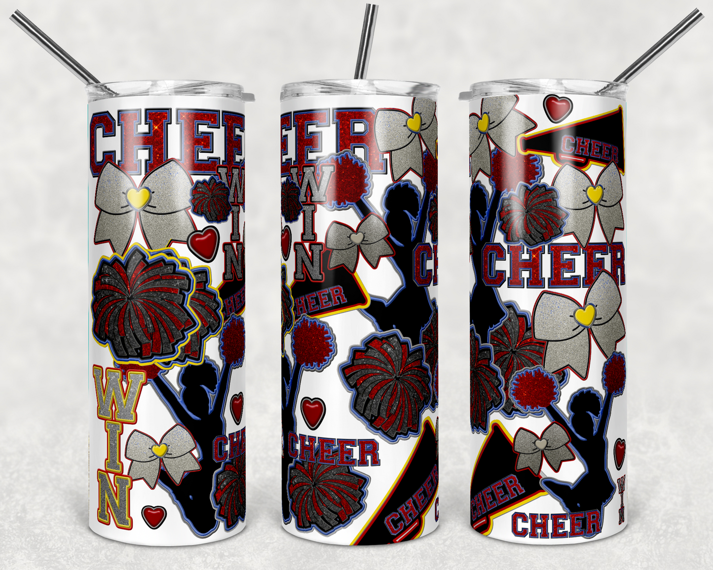 Cheer,Cheerleading , Sport - 20oz or 30oz Skinny Tumblers w/ Lid and Metal Straw
