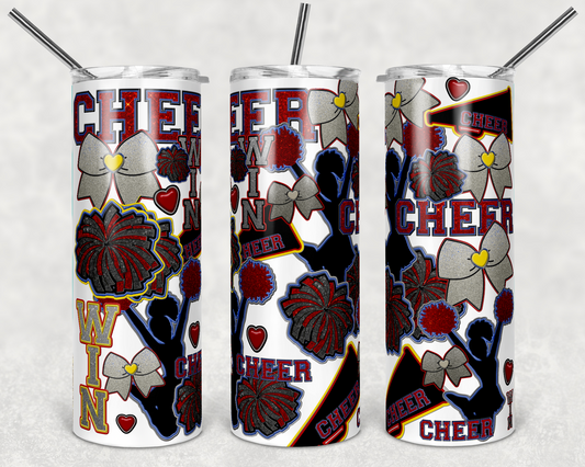 Cheer,Cheerleading , Sport - 20oz or 30oz Skinny Tumblers w/ Lid and Metal Straw
