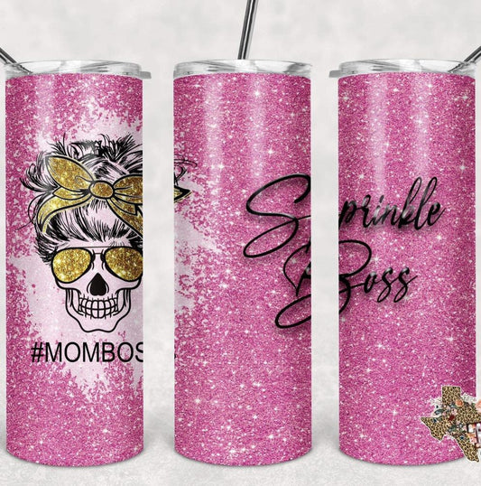 Mom Life - Sprinkle Boss 20oz or 30oz Skinny Tumblers w/ Lid and Metal Straw