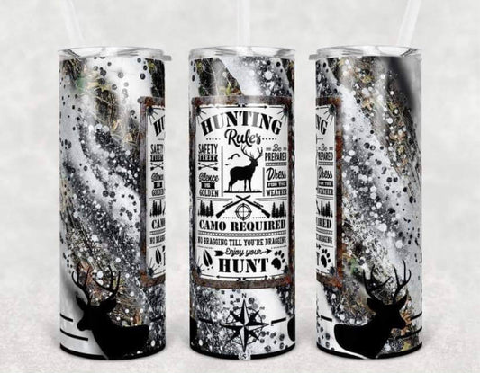 Hunting Rules - 20 or 30oz Skinny Tumblers w/ Lid and Metal Straw