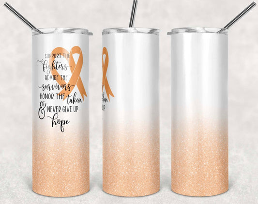 Orange Fighter - 20 oz or 30oz Skinny Tumblers w/ Lid and Metal Straw