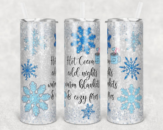 Holiday Hot Cocoa- 20 oz or 30oz Skinny Tumblers w/ Lid and Metal Straw