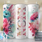 Noni Split Hot Pink Floral Full Wrap -20oz or 30oz Skinny Tumblers w/ Lid and Metal Straw