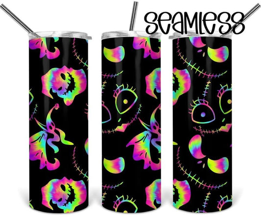 Jack Skeleton Neon-20oz or 30oz Skinny Tumblers w/ Lid and Metal Straw