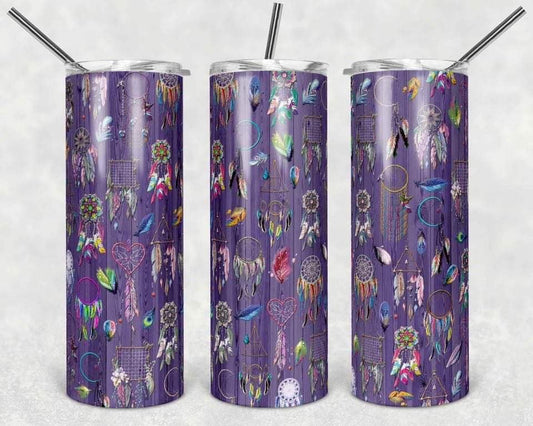 Dream Catcher - 20 oz or 30oz Skinny Tumblers w/ Lid and Metal Straw