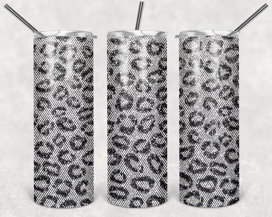Grey Leopard - 20 or 30oz Skinny Tumblers w/ Lid and Metal Straw