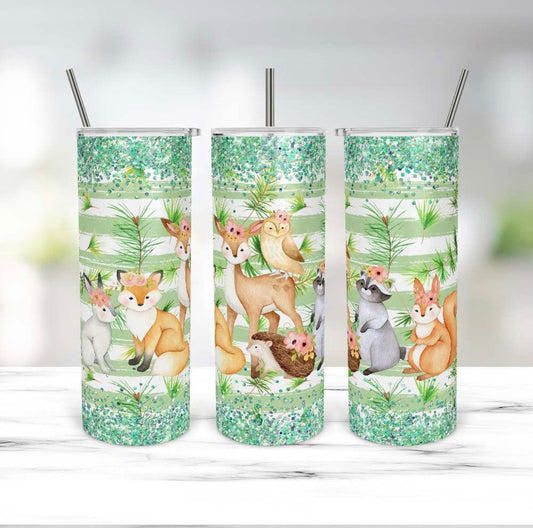 Fox Animal-20 oz or 30oz Skinny Tumblers w/ Lid and Metal Straw