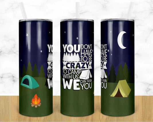 Camping - 20oz or 30oz Skinny Tumblers w/ Lid and Metal Straw