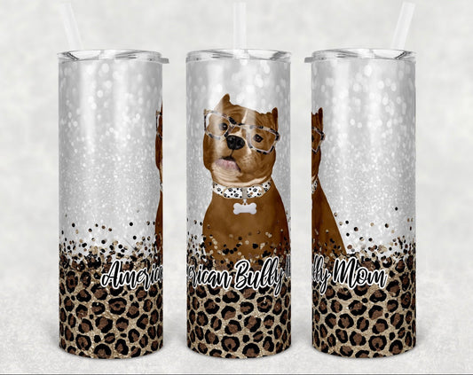 American Bull Dog Mom - 20oz or 30oz Skinny Tumblers w/ Lid and Metal Straw