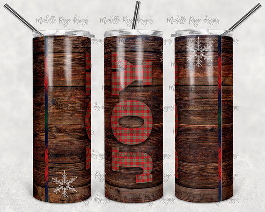 Joy Wood Snowflakes - 20oz or 30oz Skinny Tumblers w/ Lid and Metal Straw