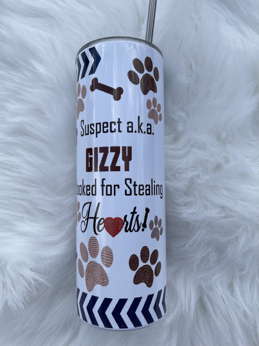 Mutt Shot -Dog tumbler- 20 oz Skinny Tumblers w/ Lid and Metal Straw '