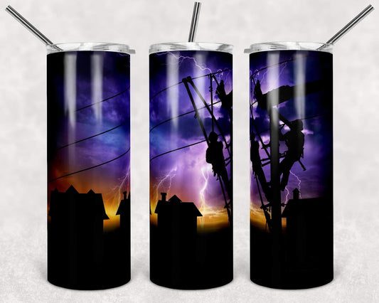 Lineman Job -  20oz or 30oz Skinny Tumblers w/ Lid and Metal Straw