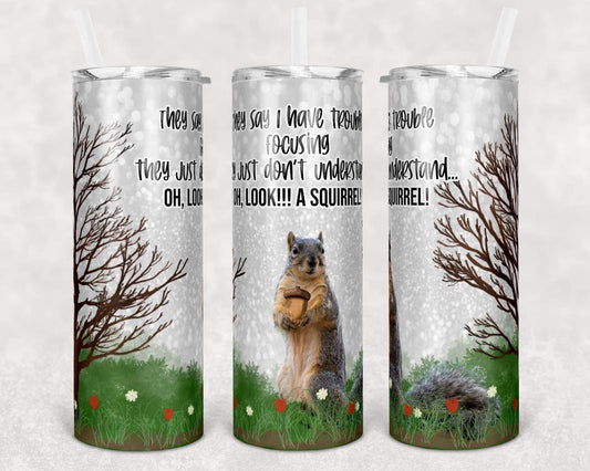 Squirrel - 20oz or 30oz Skinny Tumblers w/ Lid and Metal Straw