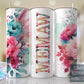 Memaw Hot Pink Floral Full Wrap -20oz or 30oz Skinny Tumblers w/ Lid and Metal Straw