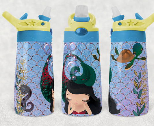 Mermaids - 12oz Kids Flip Cup water Bottle Tumbler