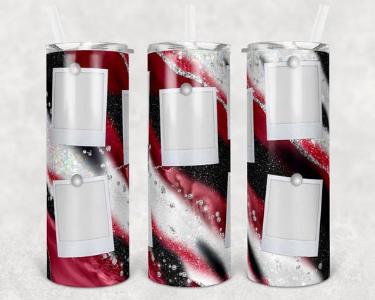 White Black Red Custom Pictures- 20 oz or 30oz Skinny Tumblers w/ Lid and Metal Straw