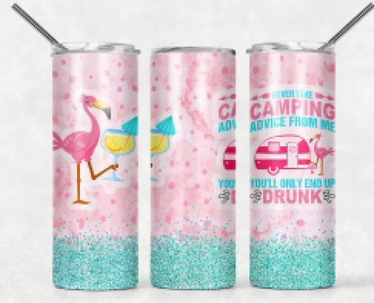 Camping- 20oz or 30oz Skinny Tumblers w/ Lid and Metal Straw