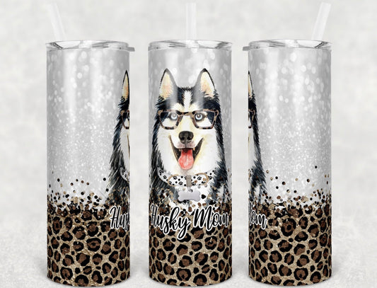 Husky Dog Mom - 20oz or 30oz Skinny Tumblers w/ Lid and Metal Straw