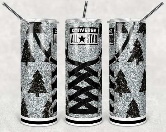 Xmas Converse- 20 oz or 30oz Skinny Tumblers w/ Lid and Metal Straw