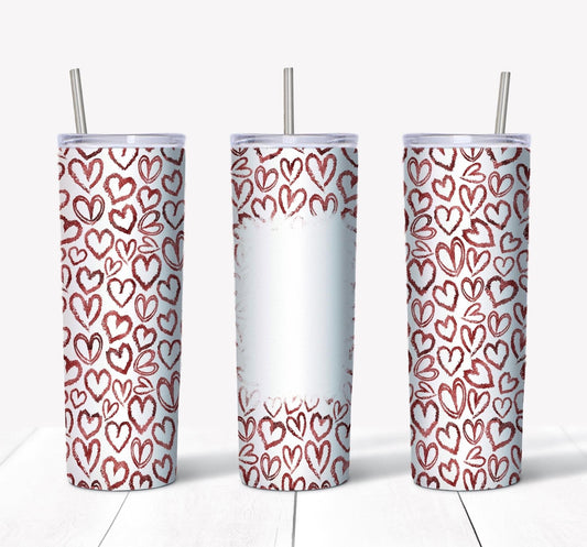 Red Kisses w/ Picture- 20oz or 30oz Skinny Tumblers w/ Lid and Metal Straw