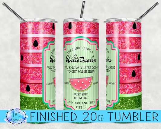 Vibrant Water Melon Seeds- 20 oz or 30oz Skinny Tumblers w/ Lid and Metal Straw