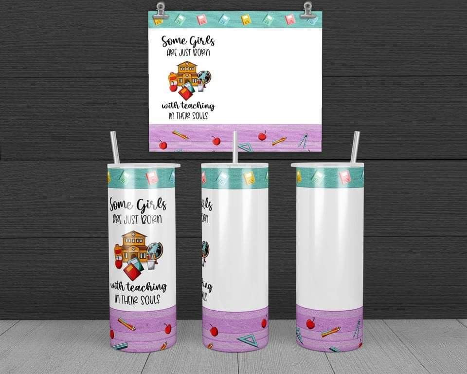 Teacher Life - 20 oz or 30oz Skinny Tumblers w/ Lid and Metal Straw