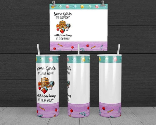 Teacher Life - 20 oz or 30oz Skinny Tumblers w/ Lid and Metal Straw