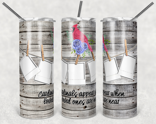Custom Pictures Cardinal Angel- 20oz or 30oz Skinny Tumblers w/ Lid and Metal Straw