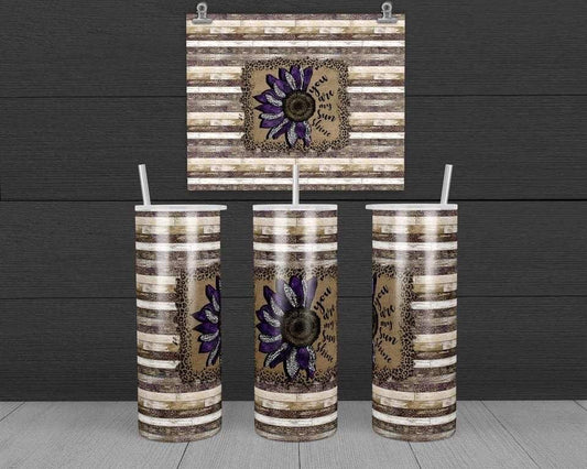 Sunflower with words - 20 oz or 30oz Skinny Tumblers w/ Lid and Metal Straw