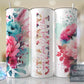 Granny Split Hot Pink Floral Full Wrap -20oz or 30oz Skinny Tumblers w/ Lid and Metal Straw