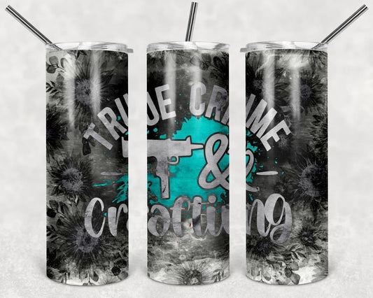 True Crime & Crafting - 20oz or 30oz Skinny Tumblers w/ Lid and Metal Straw