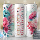 Grandma Split Hot Pink Floral Full Wrap -20oz or 30oz Skinny Tumblers w/ Lid and Metal Straw