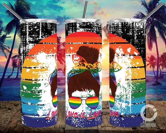 Pride Messy Bun - 20oz or 30oz Skinny Tumblers w/ Lid and Metal Straw