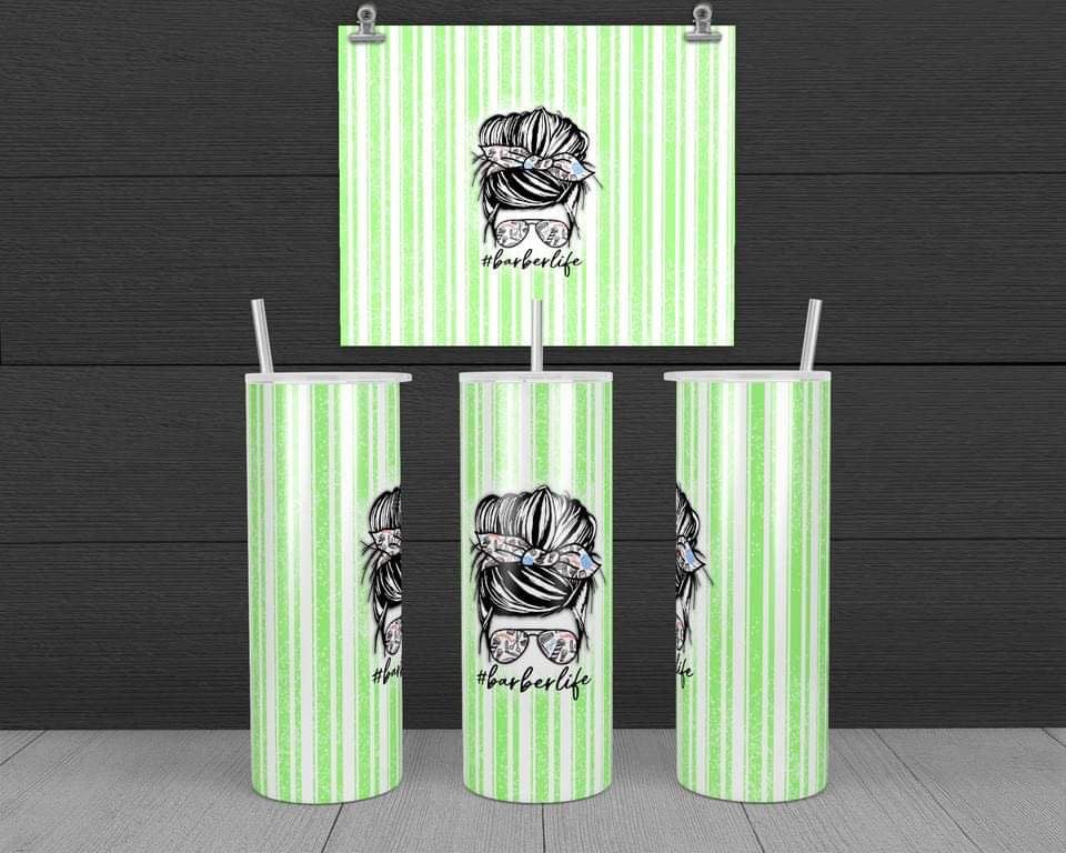 Barber Life - 20 oz or 30oz Skinny Tumblers w/ Lid and Metal Straw