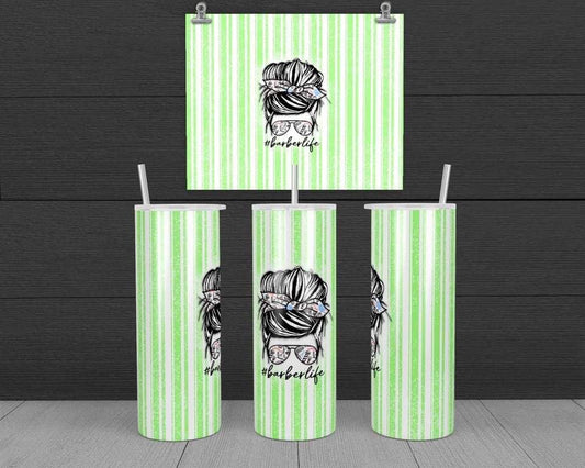Barber Life - 20 oz or 30oz Skinny Tumblers w/ Lid and Metal Straw