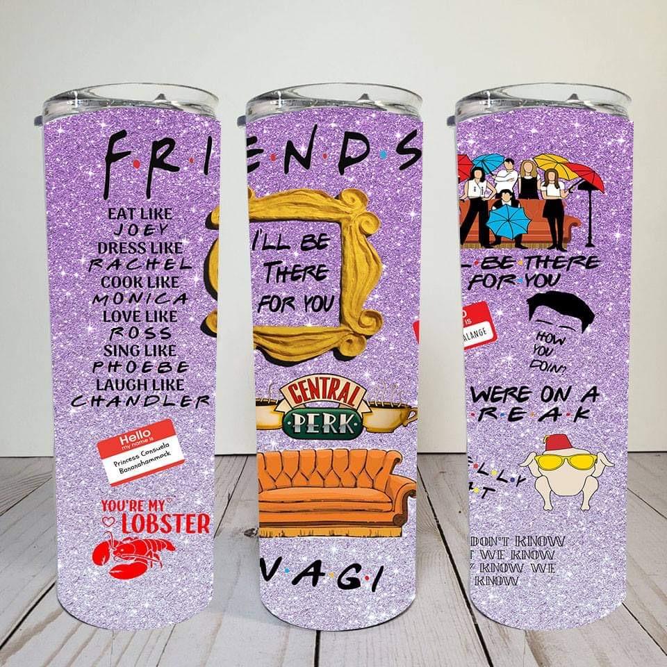 Friends white & purple - 20oz or 30oz Skinny Tumblers w/ Lid and Metal Straw