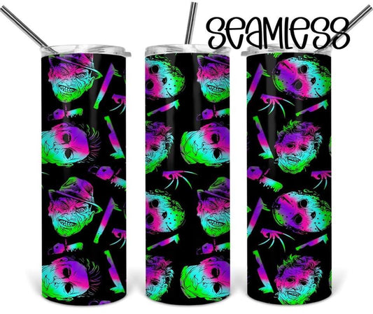 Glow in the Dark Scary - 20oz or 30oz Skinny Tumblers w/ Lid and Metal Straw