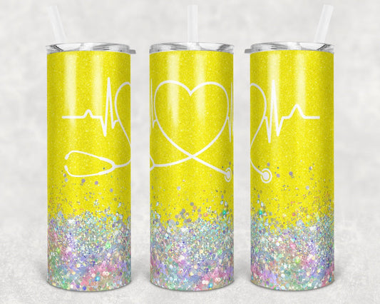 Stethoscope Nurse - 20oz or 30oz Skinny Tumblers w/ Lid and Metal Straw