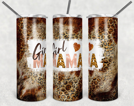 Girl Mama Cheetah - 20oz or 30oz Skinny Tumblers w/ Lid and Metal Straw