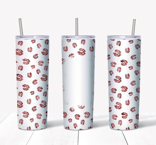 Pink Kisses W/ Picture- 20oz or 30oz Skinny Tumblers w/ Lid and Metal Straw