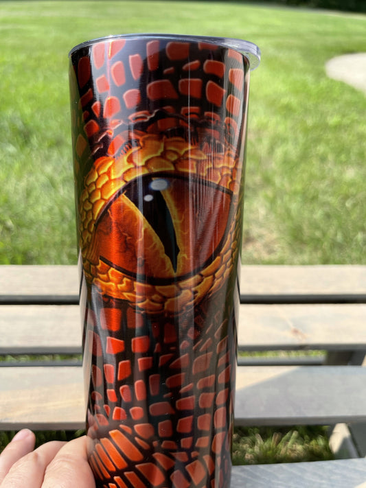 Red and Black Dragon -  20oz  Skinny Tumblers w/ Lid and Metal Straw