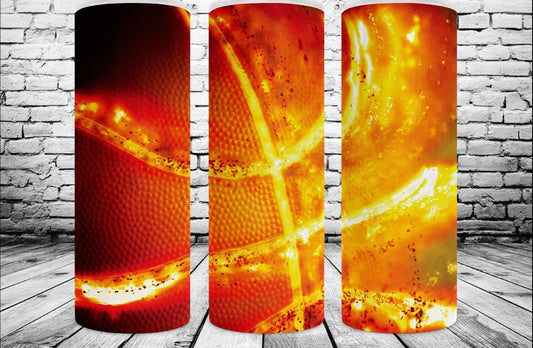 On Fire Basketball - 20oz or 30oz Skinny Tumblers w/ Lid and Metal Straw