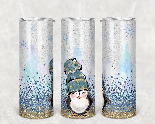 Penguin Animal - 20 or 30oz Skinny Tumblers w/ Lid and Metal Straw