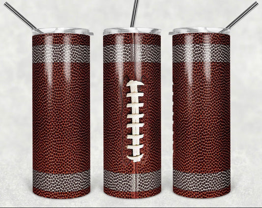 Football Plain- 20oz or 30oz Skinny Tumblers w/ Lid and Metal Straw