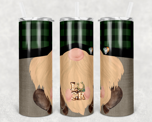 Green Luck Gnome- 20 oz or 30oz Skinny Tumblers w/ Lid and Metal Straw